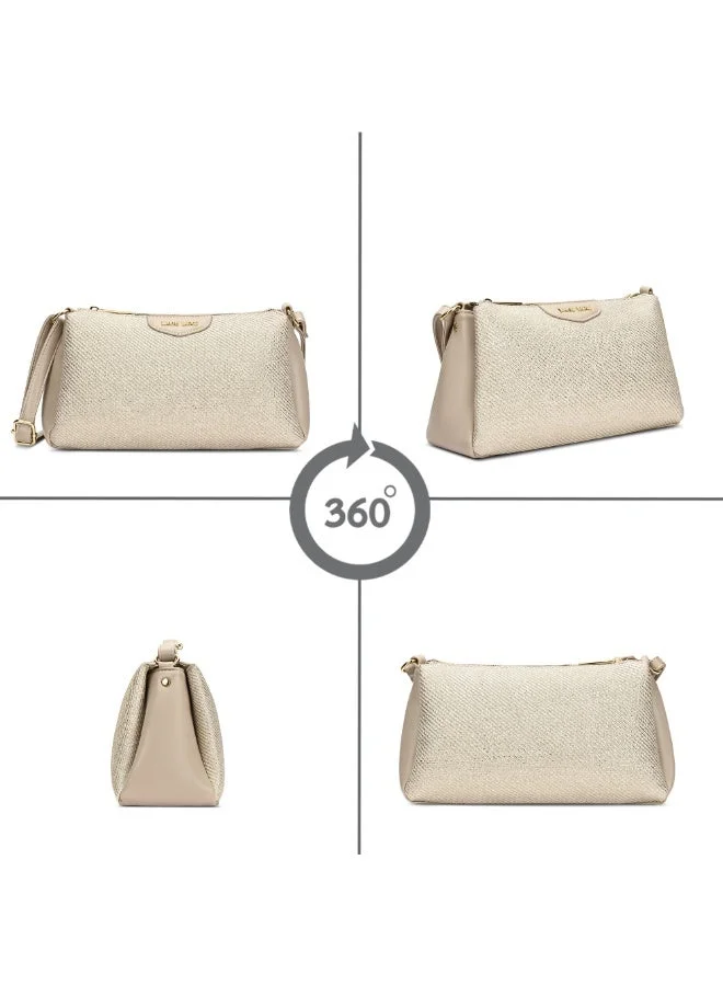 Lavie  Luxe Women's Glam Lizzy 3-Compartment Sling (Beige) for Women | Best Price UAE